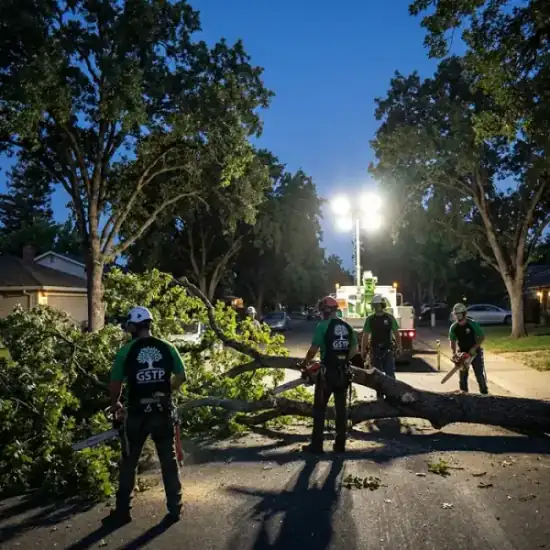 Emergency night tree removal in Jacksonville after a storm